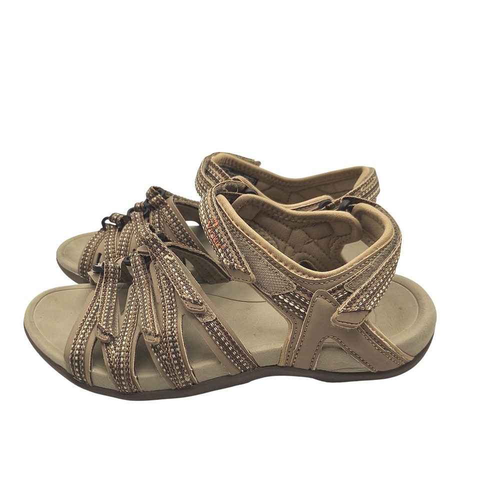 Viakix Acadia Hiking Sandals Womens Tan Brown Multi Strap Size 8 Contoured Shoes